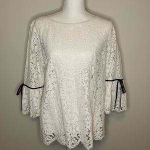 WHBM white lace top